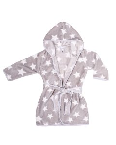 UVIE Ciepły polarowy szlafrok dziecięcy szary druk